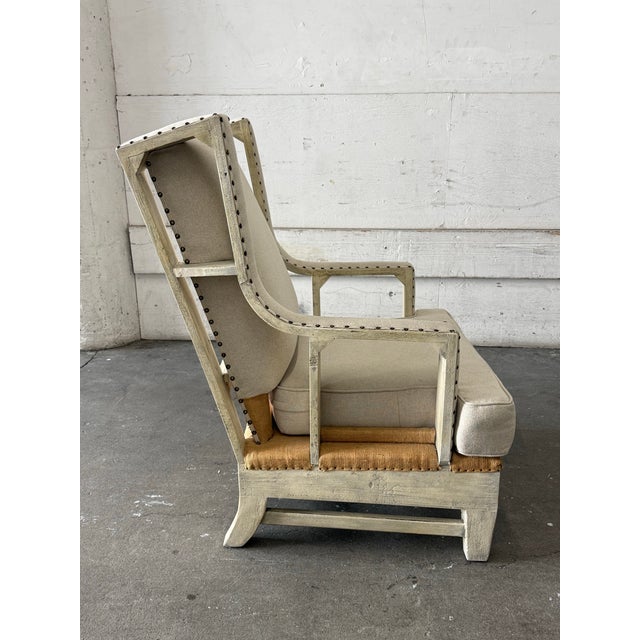 Uttermost Schafer Linen Armchair For Sale In San Francisco - Image 6 of 12