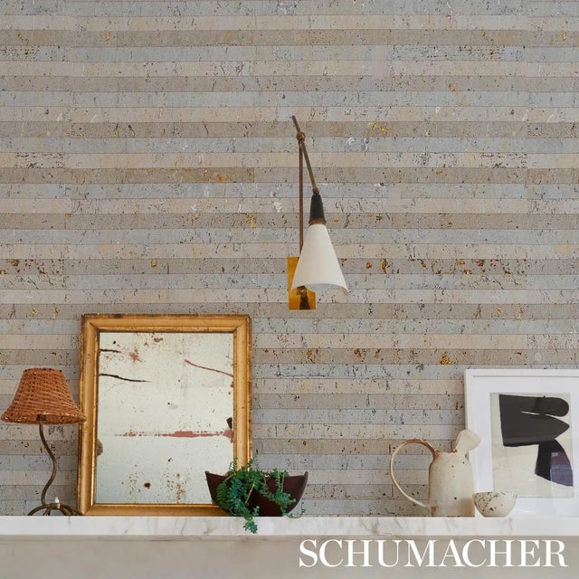 Not Yet Made - Made To Order Sample - Schumacher Cork Stripe Wallpaper in White For Sale - Image 5 of 6