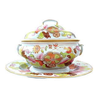 Mid Century Large Italian Tobacco Leaf Tureen For Sale