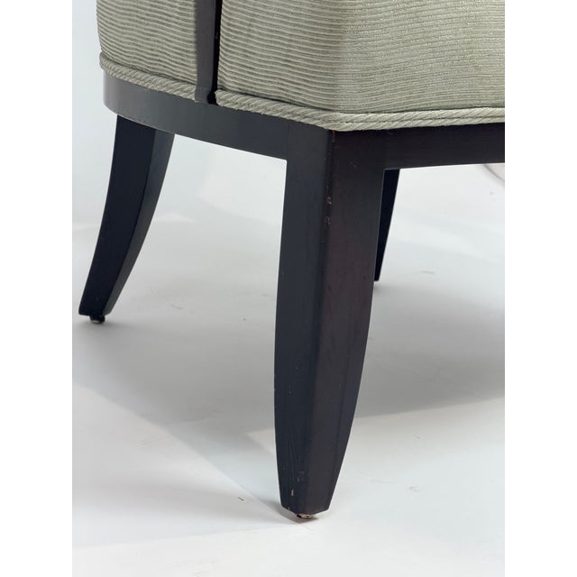 Textile Barbara Barry for Baker Medallion Back Armchair in Light Textured Upholstery For Sale - Image 7 of 8