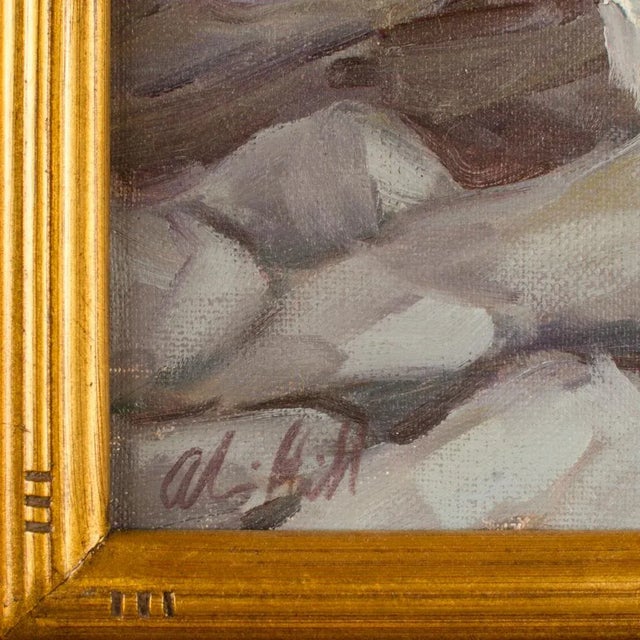 Modern "Seagulls on the Rocks" Coastal Oil Painting by Alison Hill, Framed For Sale - Image 3 of 9