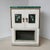 A marble and malachite two door cabinet with green velvet lined open insert to base. Hand painted tropical bird panelling...
