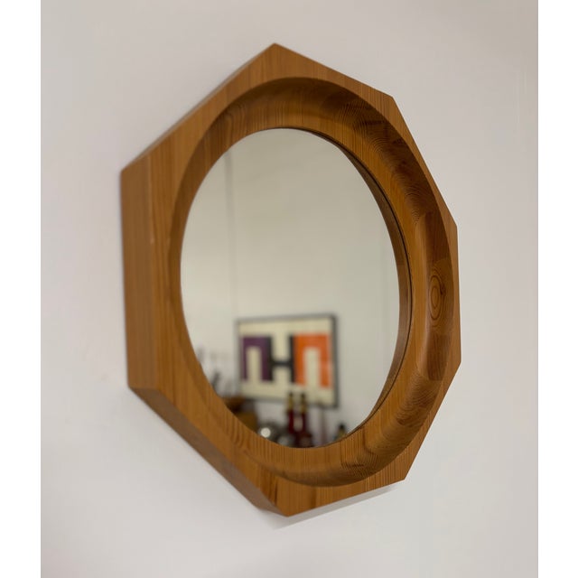 Scandinavian Mirror in Pine, 1970s For Sale - Image 4 of 7