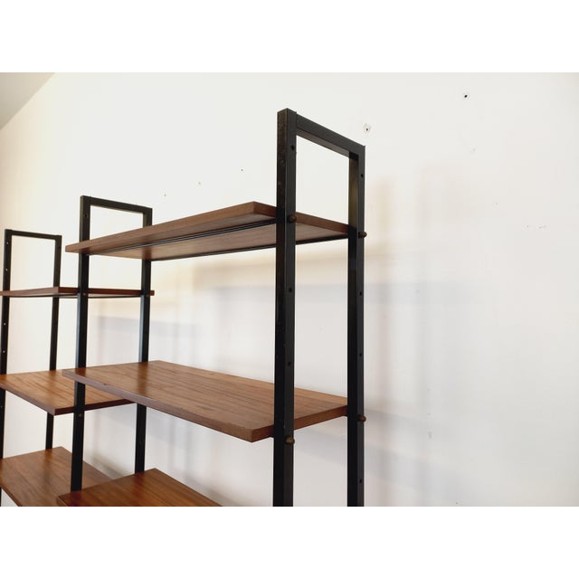 Vintage Italian Double Modular Bookcase in Teak and Metal, 1960s For Sale - Image 12 of 18