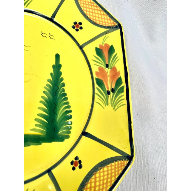Vintage Quimper Signed Hand Painted Yellow Plate For Sale In Dallas - Image 6 of 9