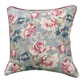 Grace Powder Blue by Rose Cumming 21 X 21 Decorative Pillow With Down/Feather Insert For Sale