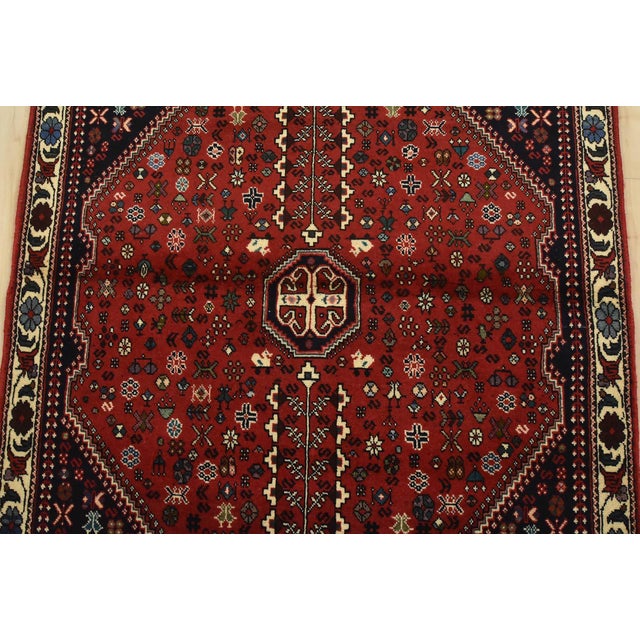 2000 - 2009 Abadeh Rug 3’5” X 4’10” Red Wool Vintage Tribal Hand-Knotted Carpet For Sale - Image 5 of 12