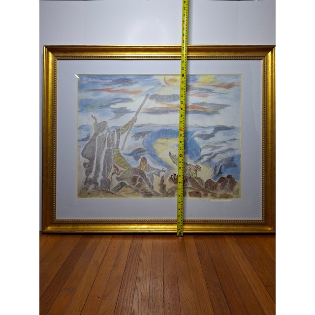 1990s Limited Edition Signed Leon Azoulay Micrography Lithograph – Moses and the Red Sea (Exodus) – Elegantly Framed Judaica Art For Sale - Image 4 of 18