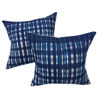African Indigo Pillows - A Pair For Sale