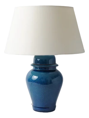 Blue Crackle Glaze Ginger Jar Ceramic Table Lamp, 1960s