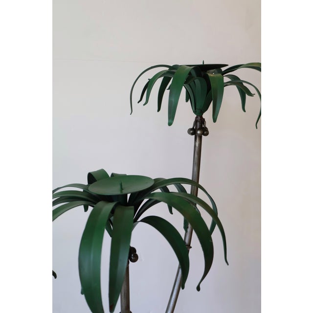 Hollywood Regency 1950s Palm Tree Candle Holders- Set of 2 For Sale - Image 3 of 5