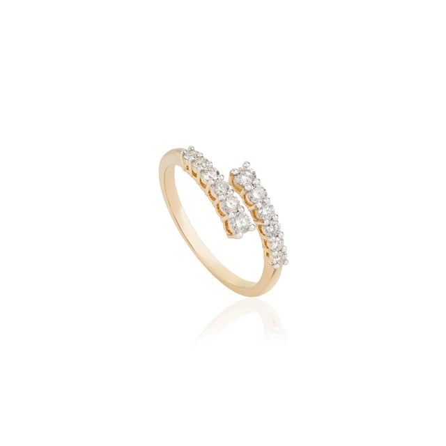 14k Yellow Gold Open Diamond Open Bypass Modern Ring Size 9 For Sale - Image 4 of 15