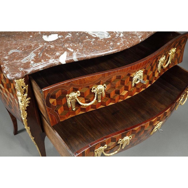 Mid 18th Century Louis XV Rosewood Veneer with Oeben Marquetry Chest of Drawers, 1760s For Sale - Image 5 of 18