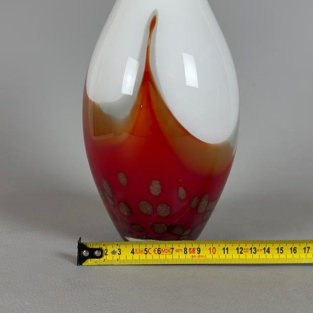 Murano Glass Vase in White and Red, 1970s For Sale - Image 9 of 11