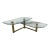 Vintage Postmodern 1970's Brass and Glass 2-Tier "L" Shaped Coffee Table For Sale