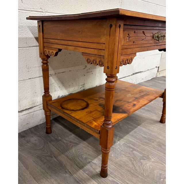 19th Century Antique Victorian Eastlake Aesthetic Movement Walnut Library Table Console For Sale - Image 5 of 15