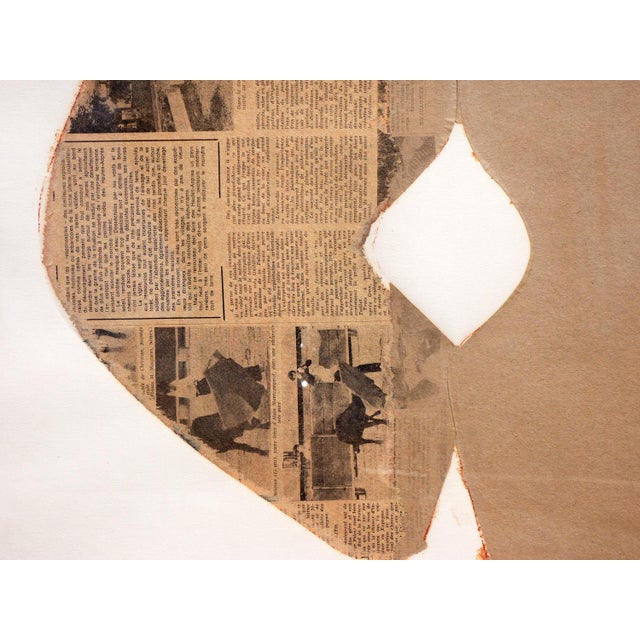 Conrad Marca-Relli "Ibiza" Brown and Neutral-Toned Abstract Minimalist News Print Collage Ed. 12/35, 1968 For Sale - Image 9 of 11