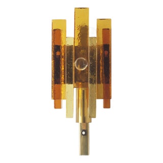 Stacked Glass and Brass Wall Sconce by Svend Aage Holm Sørensen for Hassel & Teudt, 1960s For Sale