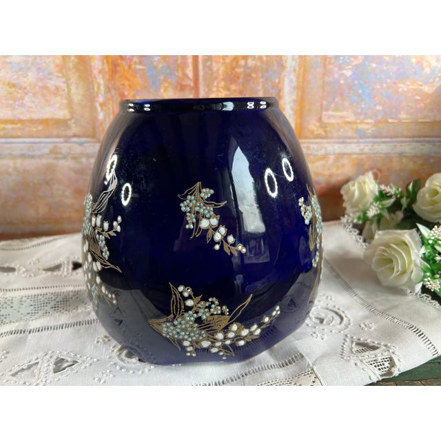 Antique French Cobalt Blue Faience Cache Pot, 1890s For Sale - Image 11 of 13