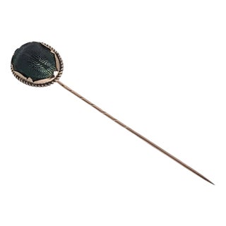 Antique Egyptian Revival Victorian 9ct Gold Scarab Beetle Pin For Sale