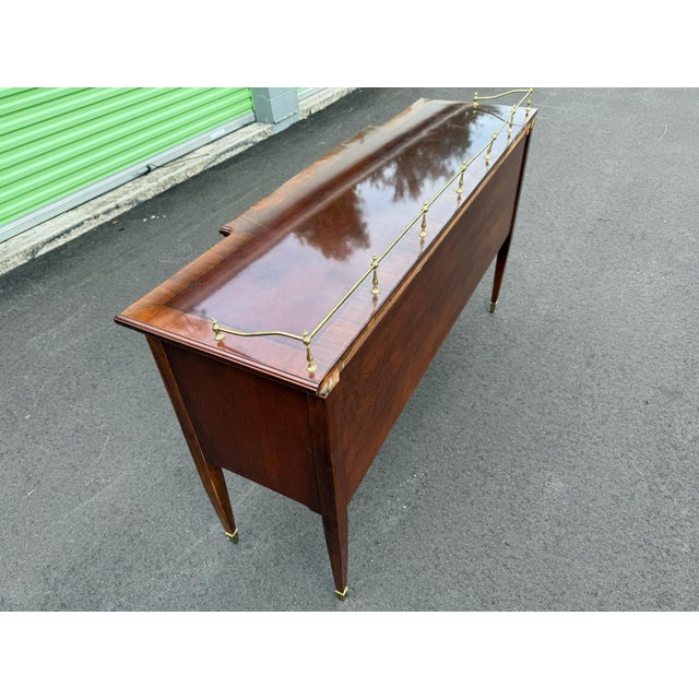 Vintage Federal Style Mahogany Sideboard / Server With Brass Gallery For Sale - Image 4 of 12