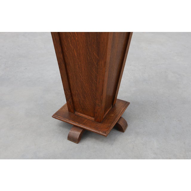 French Art Deco Geometric Oak Pedestal, 1925 For Sale - Image 10 of 12