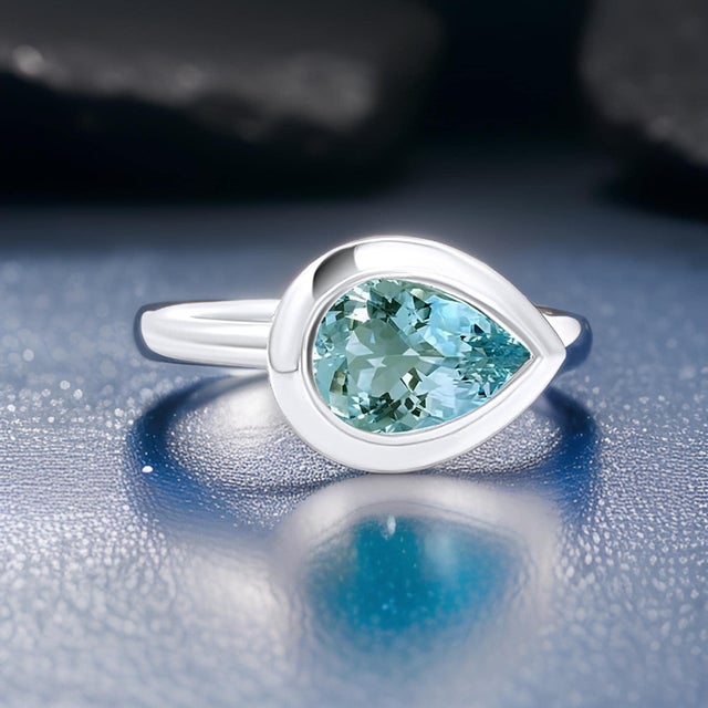 2010s Natural Solitaire Aquamarine Ring 6.5 14k W Gold 1.60 TCW Certified For Sale - Image 5 of 12