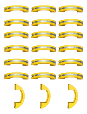1930s Unused Yellow Art Deco Bakelite Door/Drawer Pulls W/ Chrome Strip, Set of 21
