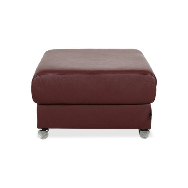 Blues Leather Stool in Red Wine and Red Bordeaux Chrome from Ewald Schillig For Sale - Image 10 of 12