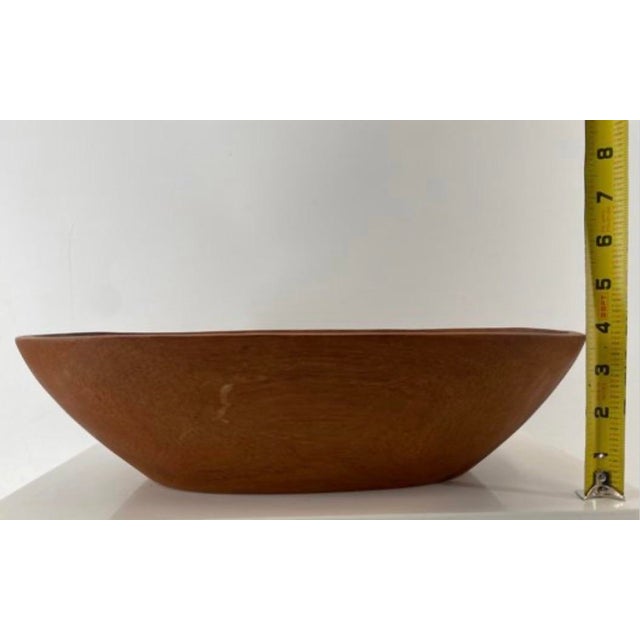 Contemporary Large Vintage Hand Turned Solid Teak Wood Bowl Organic Modern MCM For Sale - Image 3 of 7