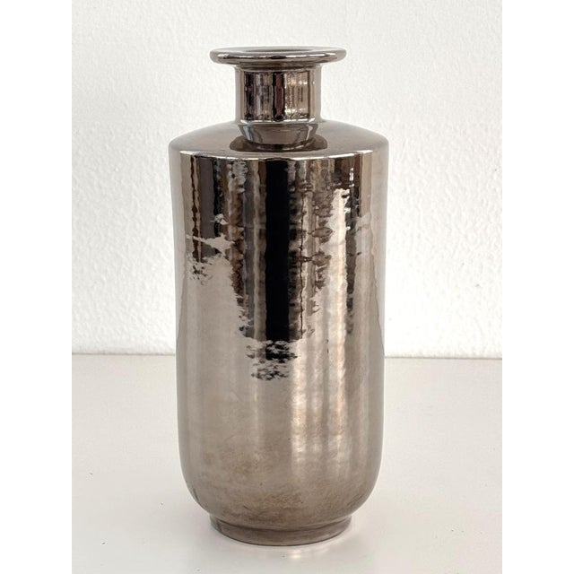 Mid-Century Italian Metallic Ceramic Vase by Aldo Londi for Bitossi, 1960s For Sale - Image 6 of 11