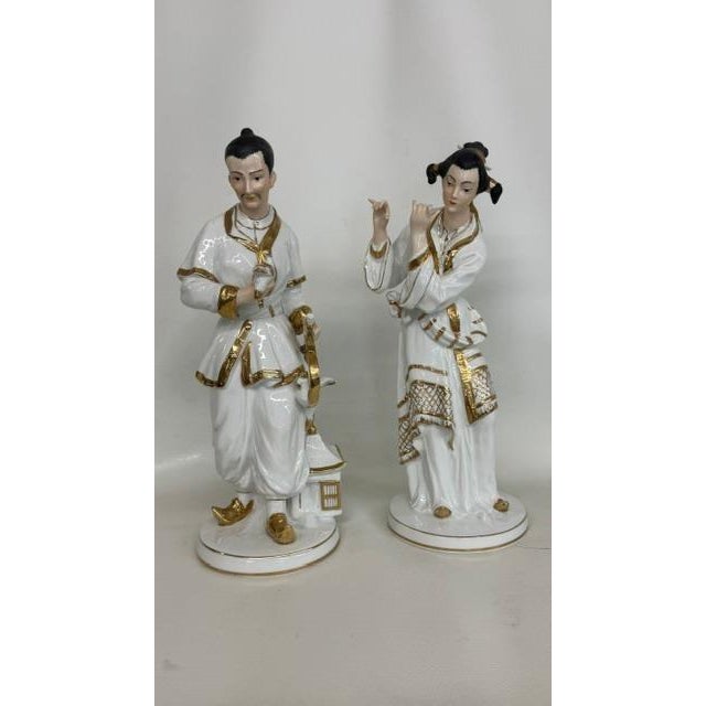 Andrea by Sadek 2 Porcelain Figures 6818 White and Gold Trim Made in Japan 4824b For Sale - Image 17 of 18