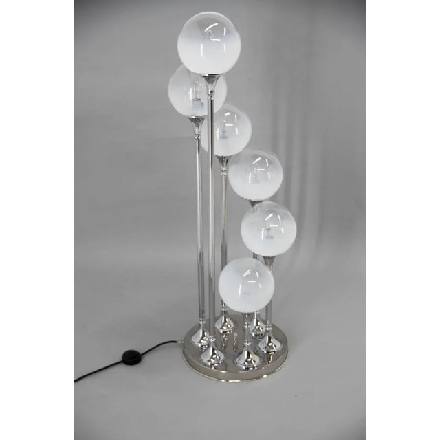 Silver 6-Arms Floor Lamp attributed to Targetti Sankey, Italy, 1960s For Sale - Image 8 of 11