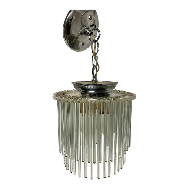 Mid 20th Century Glass Rod & Lucite Pendant Chandelier For Sale