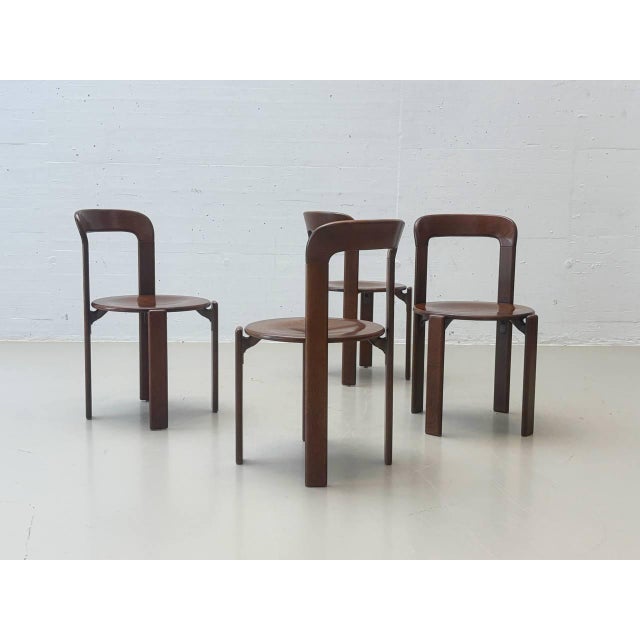 Bruno Rey Chairs in Stained Wood by Bruno Rey for Dietiker, 1971 For Sale - Image 4 of 16