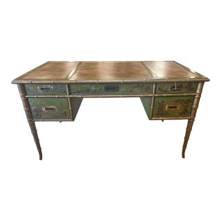 1950’s Vintage Drexel Chinoiserie Bamboo Desk For Sale