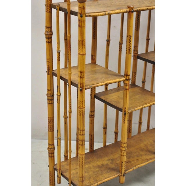 19th C English Victorian Bamboo Stick and Ball Curio Shelf Etagere W/ Mirror For Sale - Image 11 of 12