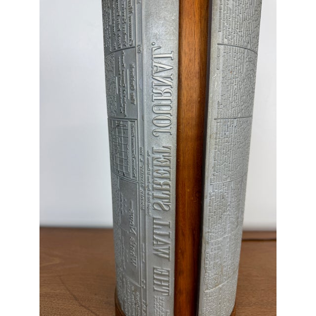 Mid-Century Modern 1960s Mid-Century Modern Wall Street Journal Printing Plate Walnut and Metal Table Lamp For Sale - Image 3 of 10