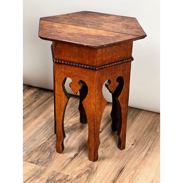 Antique Arts & Crafts Small Oak Occasional Table C. 1910 For Sale In Boston - Image 6 of 6