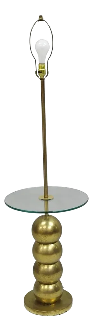Vintage Mid Century Modern George Kovacs Style Stack Brass Ball Side Table Floor Lamp