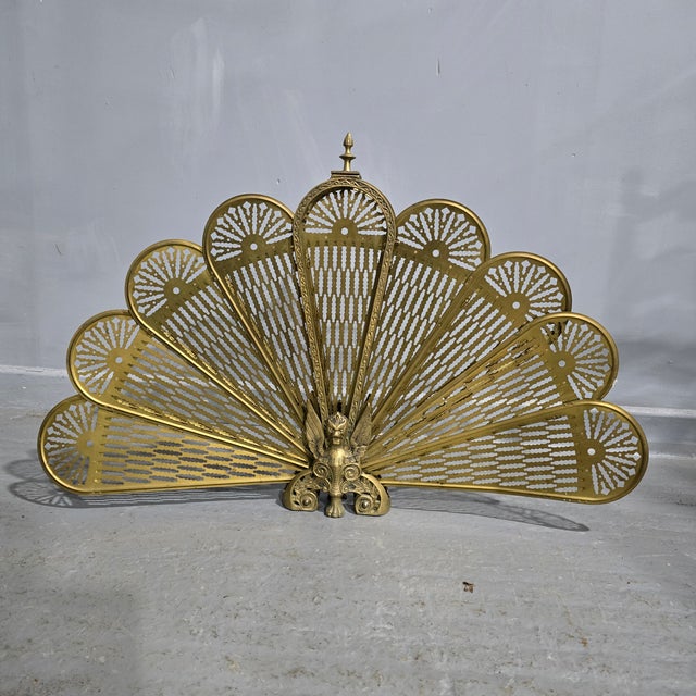 Brass Peacock Fire Screen, 1920 For Sale - Image 9 of 9