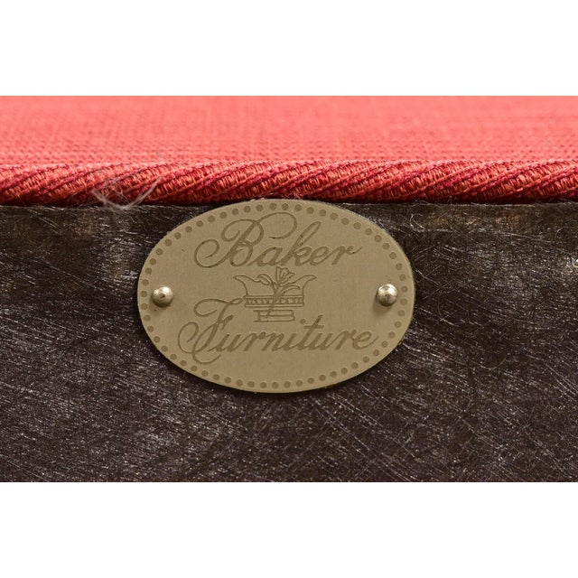 Baker Furniture Modern Regency Sycamore Wood Upholstered X-Base Dining Chairs, Set of Four For Sale - Image 13 of 14