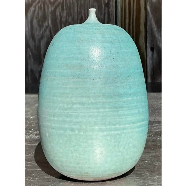 Vintage Boho Original Studio Pottery Vase For Sale - Image 11 of 12