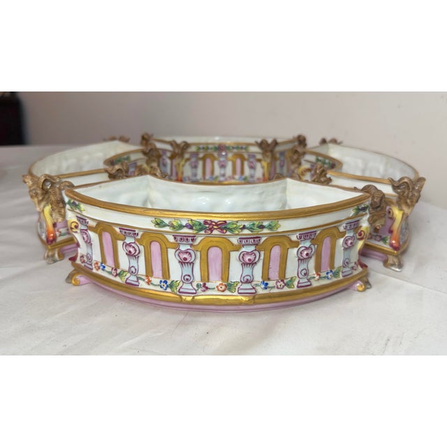 Figurative Antique 4 Piece Italian Capodimonte Porcelain Table Garniture Jardiniere Set For Sale - Image 3 of 18