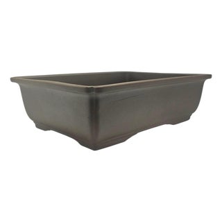 Mid-to-Late 20th Century Japanese Brown Rectangular Ceramic Bonsai Planter For Sale