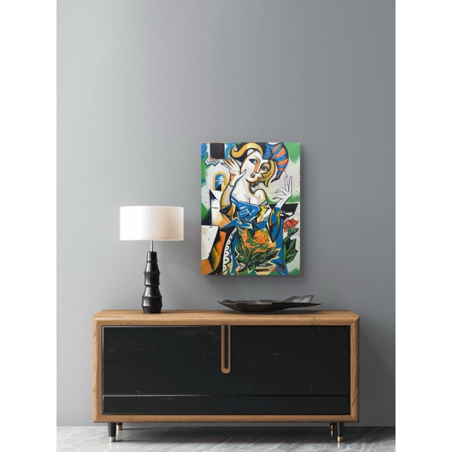 Figurative Colorful Abstract, Figurative Oil Painting on Canvas. Signed by Artist. For Sale - Image 3 of 5