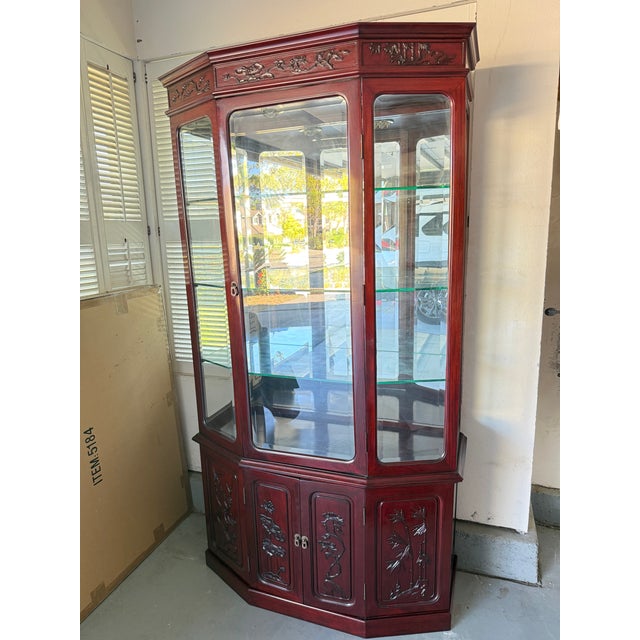 Vintage Grand-Scale Rosewood Hexagonal Curio Cabinet For Sale In San Diego - Image 6 of 11