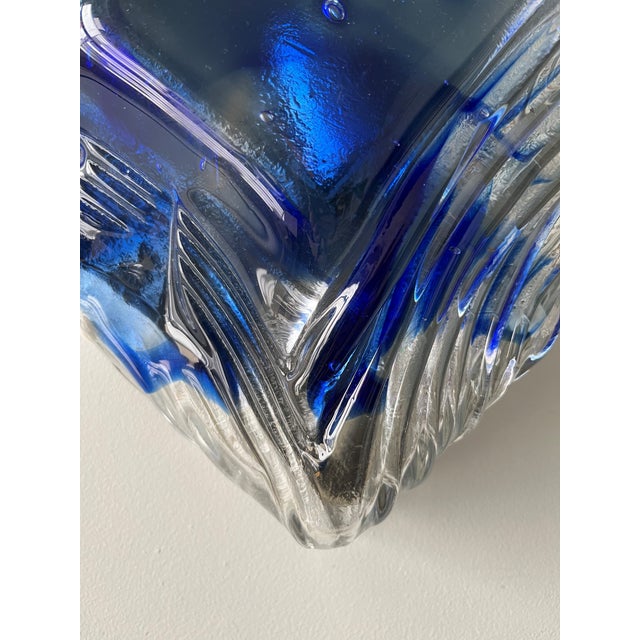 Blue Mid-Century Modern Italian Blue Clear Murano Wall Sconces from Mazzega, 1970s, Set of 2 For Sale - Image 8 of 9