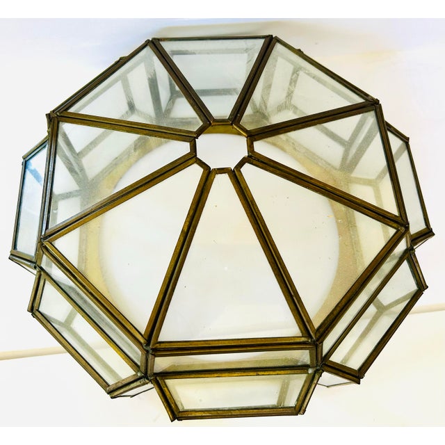 Mid-Century Modern Octagon Leaded Glass Ceiling Light Shade For Sale - Image 3 of 7