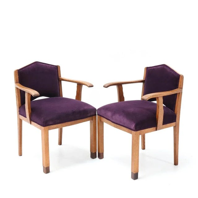 Set of Oak Art Deco Armchairs from FA Drilling Amsterdam, 1920s For Sale - Image 14 of 18